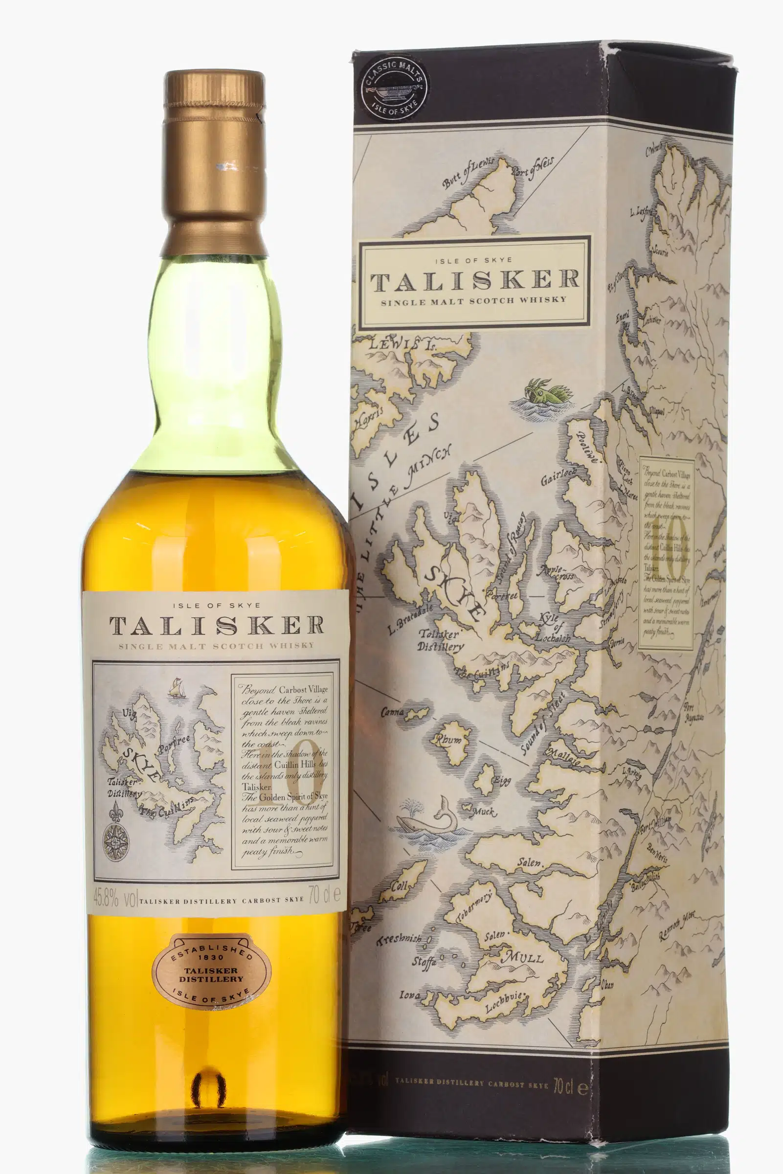 Talisker 10 Years Old Map 10 Year Old, American & European Oak Cask, 45.8%, 70cl whisky bottle