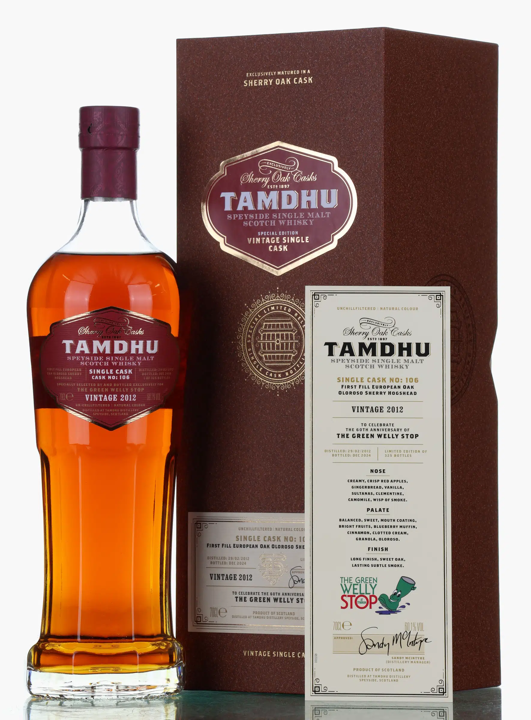 Tamdhu Single Cask For The Green Welly Shop 12 Year Old, Sherry Cask, Cask #106, 2024, 60.1% whisky bottle