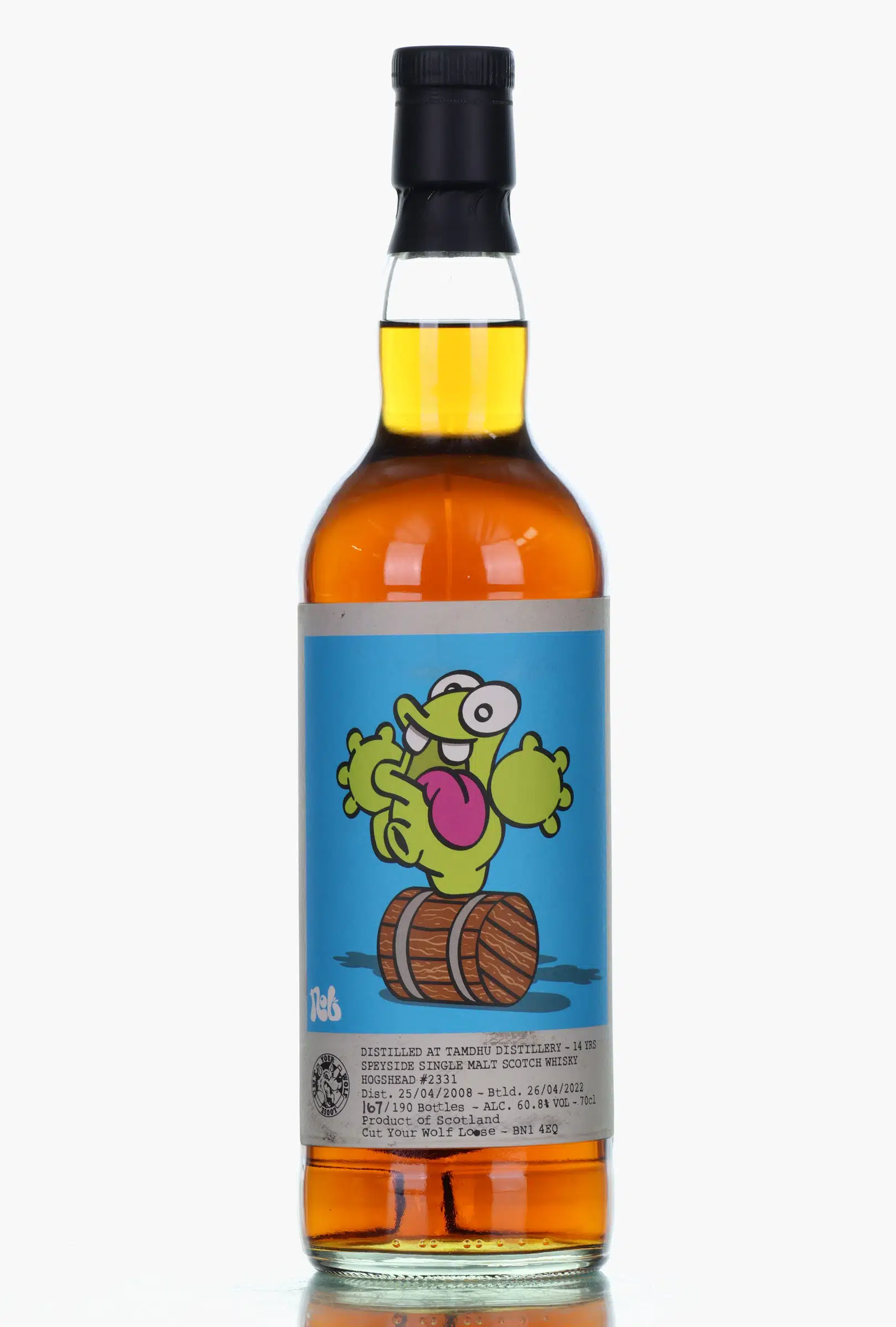 Tamdhu 14 Year Old, Hogshead Cask, Cask #2331, 2008, Cut Your Wolf Loose, 60.8% whisky bottle