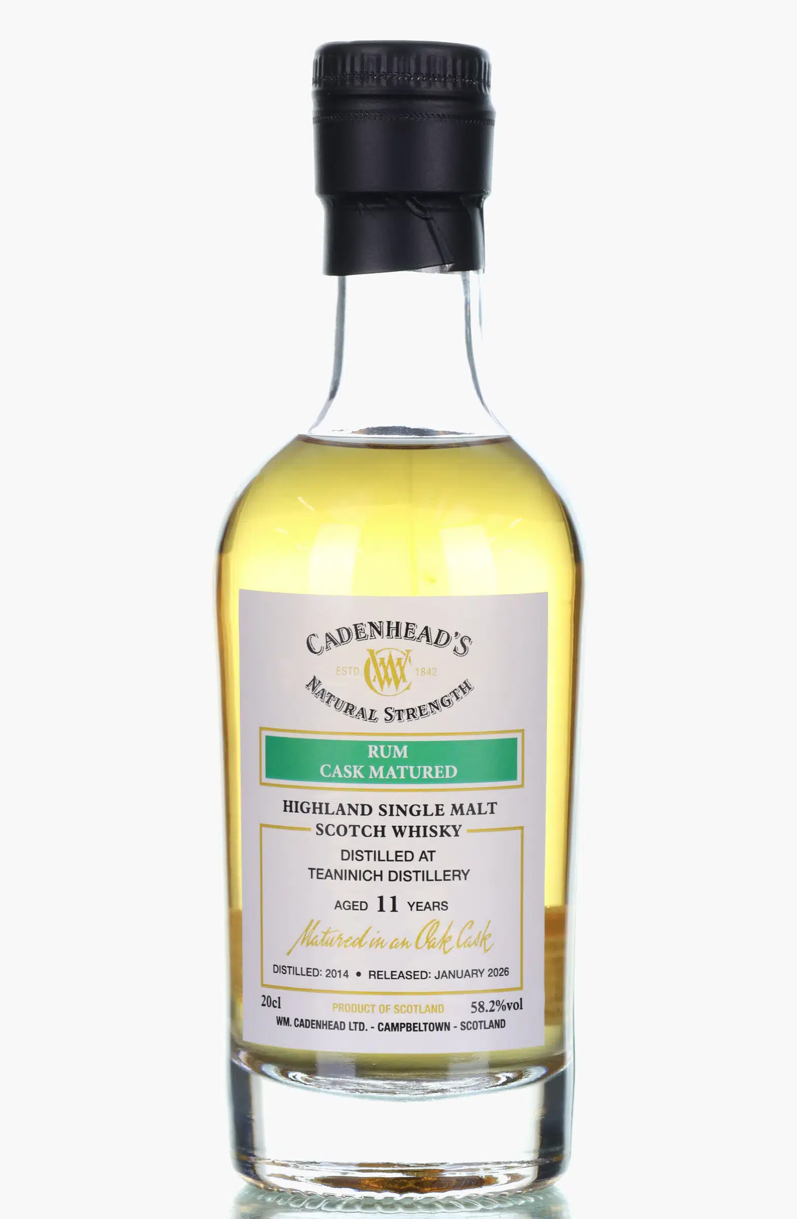 Teaninich Rum Cask #11 Year Old, Rum Cask, 2014, Cadenhead's, 58.2% whisky bottle
