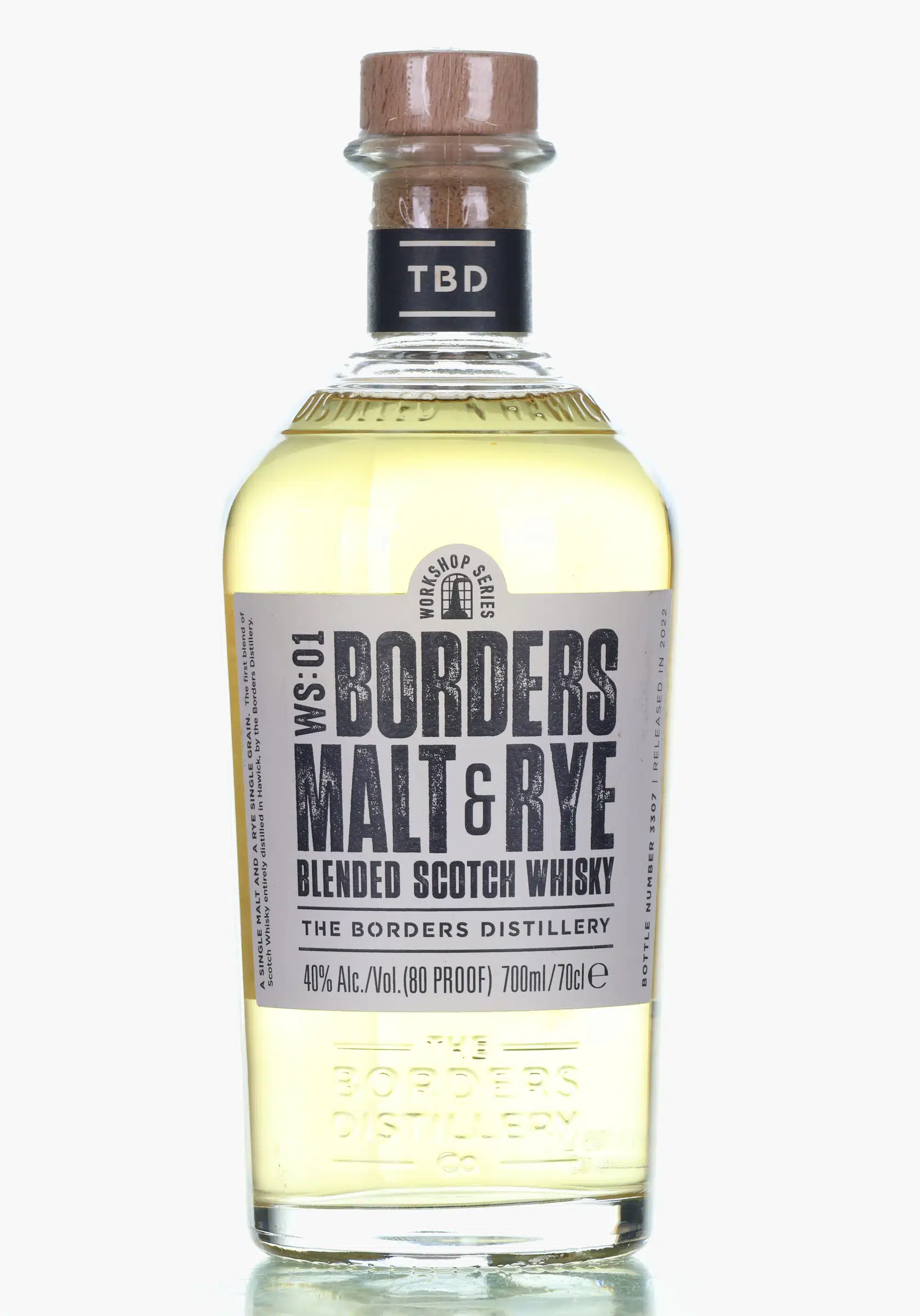 Borders Malt & Rye, WS:01, 2022, 40% whisky bottle