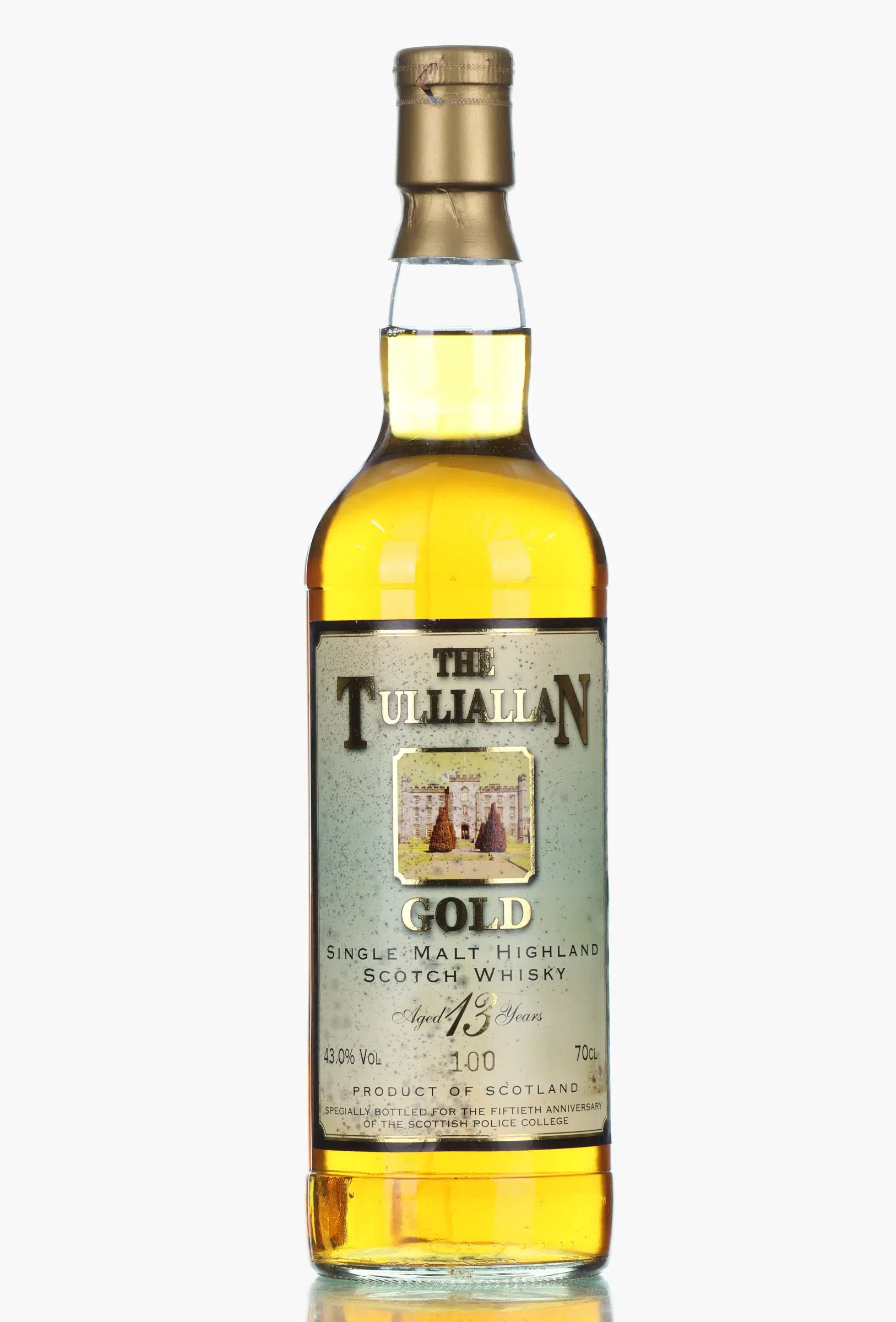 Tulliallan Gold 13 Year Old, Official Bottling, 43% whisky bottle