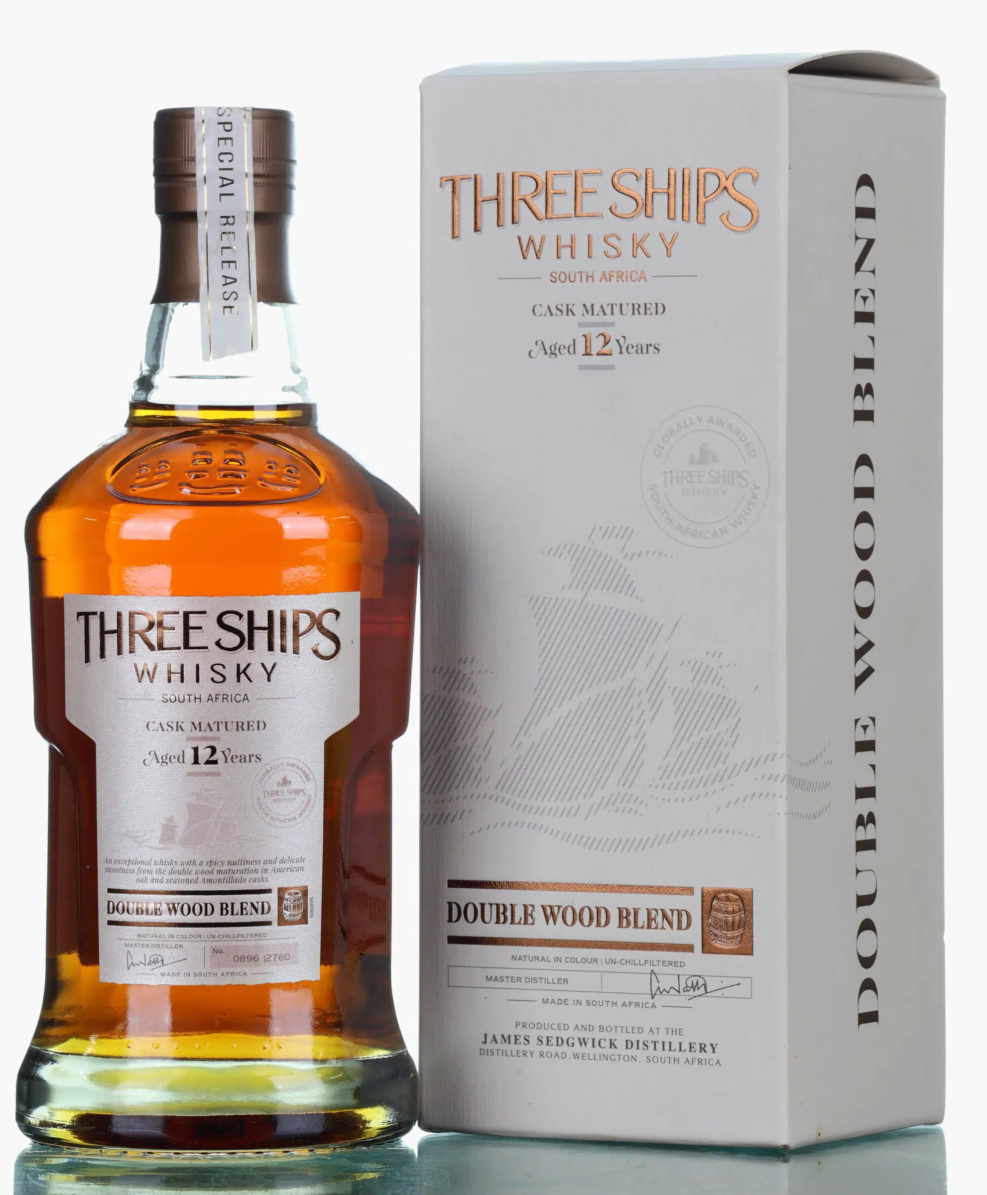 Three Ships Master's Collection Double Wood Blend 12 Year Old, American Oak & Amontillado Cask, 6th Edition, 2021, 49.6% whisky bottle