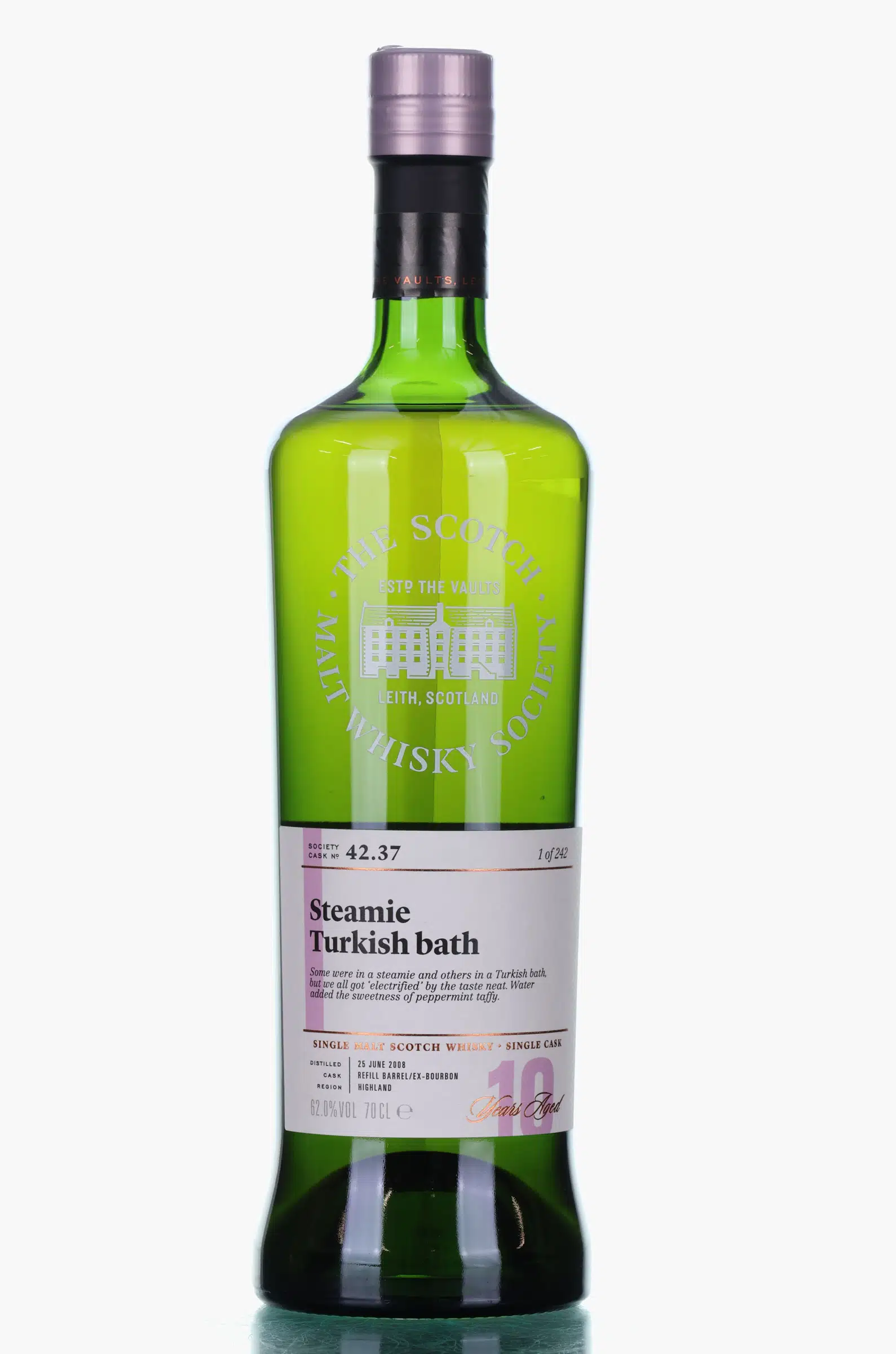 Tobermory Steamie Turkish Bath 10 Year Old, Bourbon Cask, Cask #42.37, 2008, The Scotch Malt Whisky Society, 62% whisky bottle