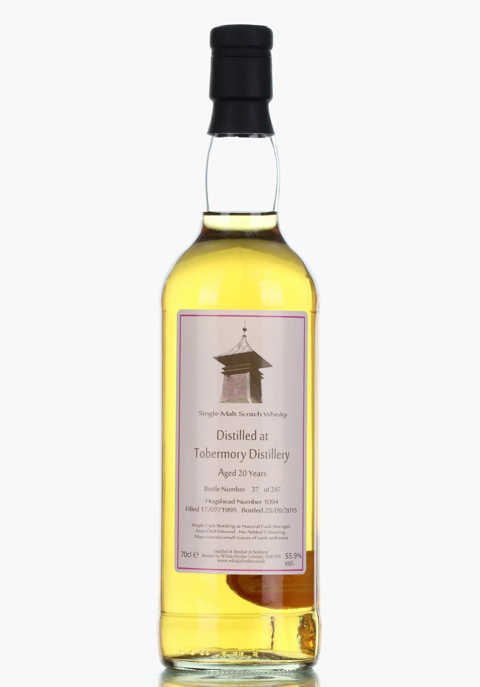Tobermory 20 Year Old, Hogshead Cask, Cask #1094, 1995, Whisky Broker, 55.9% whisky bottle