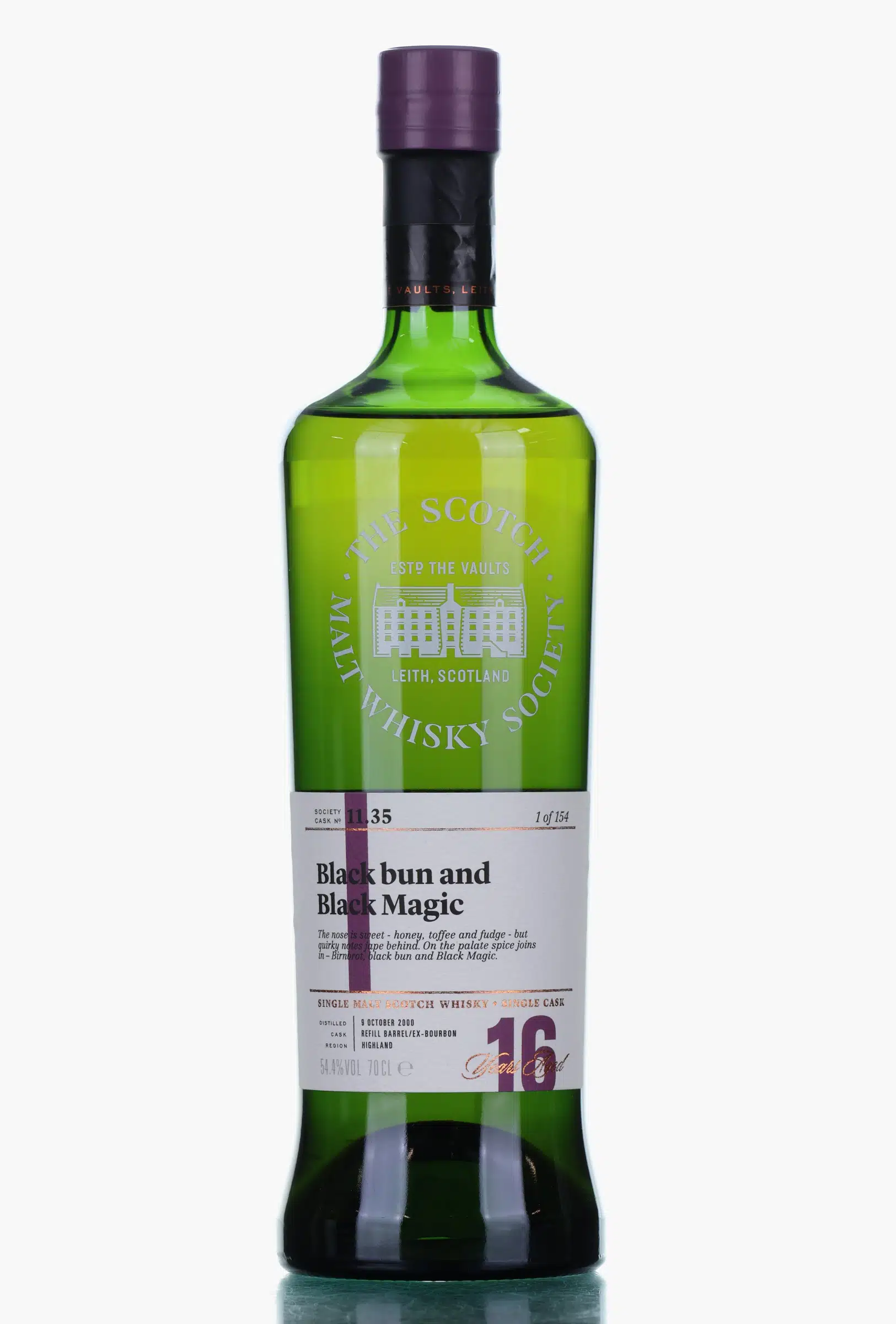 Tomatin Black Bun & Black Magic 16 Year Old, Bourbon Cask, Cask #11.35, 2000, The Scotch Malt Whisky Society, 54.4% whisky bottle