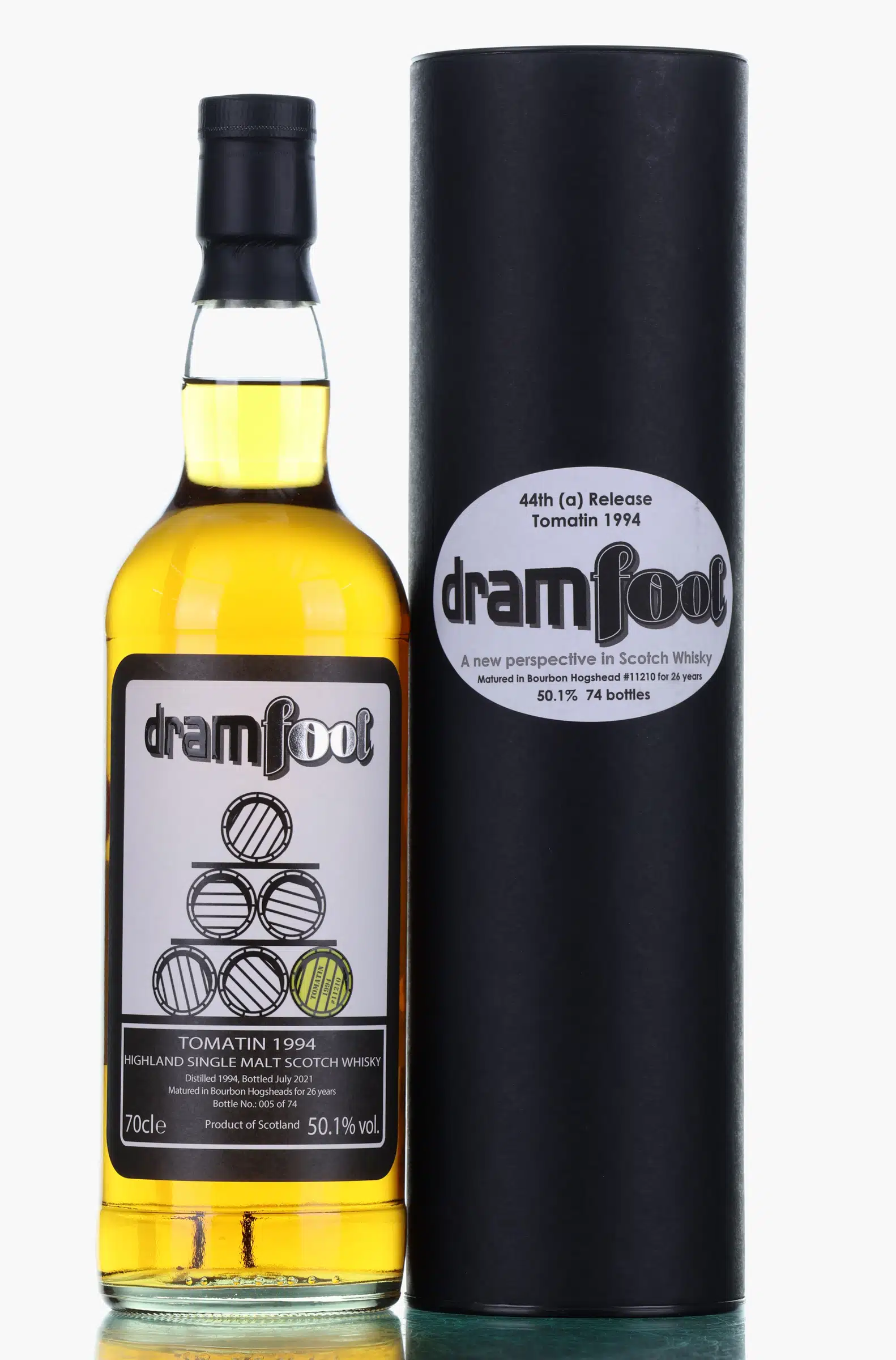 Tomatin 26 Year Old, Bourbon Cask, Cask #11210, 1994, Dramfool, 50.1% whisky bottle