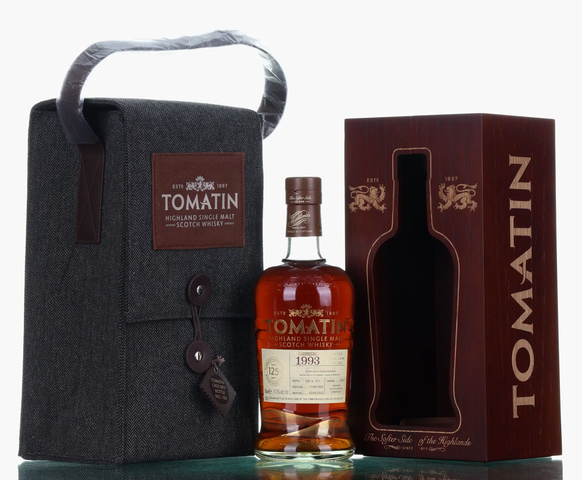 Tomatin 125th Anniversary 28 Year Old, Oloroso Sherry Cask, Cask #6810, 2022, 57.3% whisky bottle