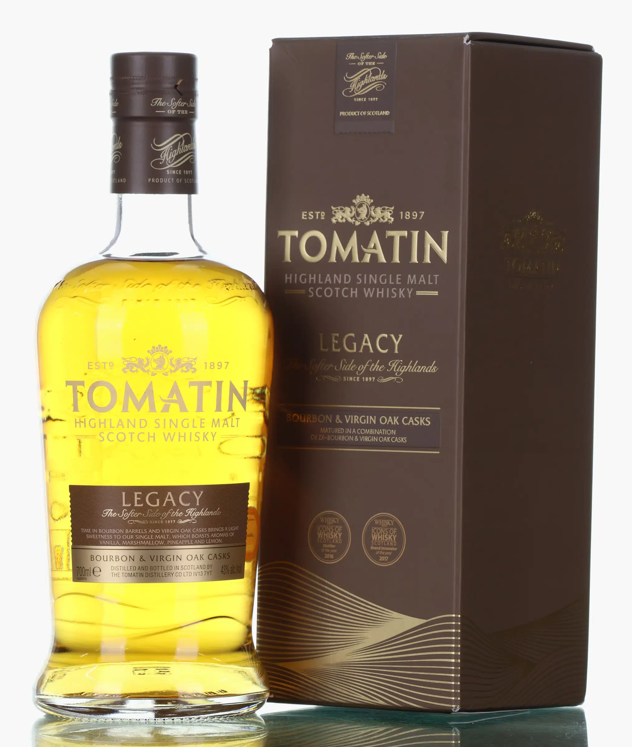 Tomatin Legacy, Bourbon & Virgin Oak Cask, 43%, 70cl whisky bottle