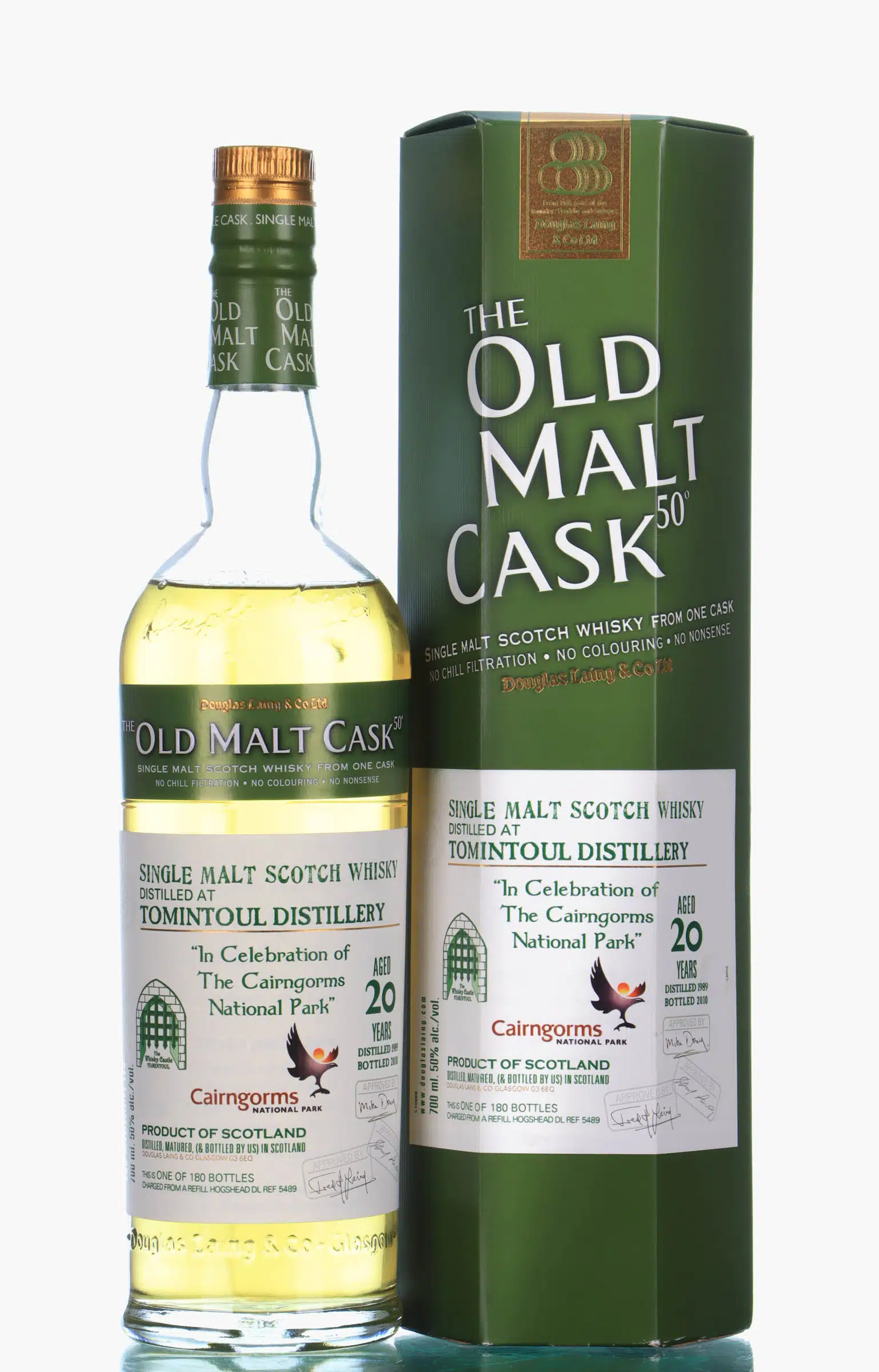 Tomintoul The Old Malt Cask 'Cairngorms National Park' 20 Year Old, Refill Hogshead Cask, Cask #5489, 1989, Douglas Laing, 50% whisky bottle