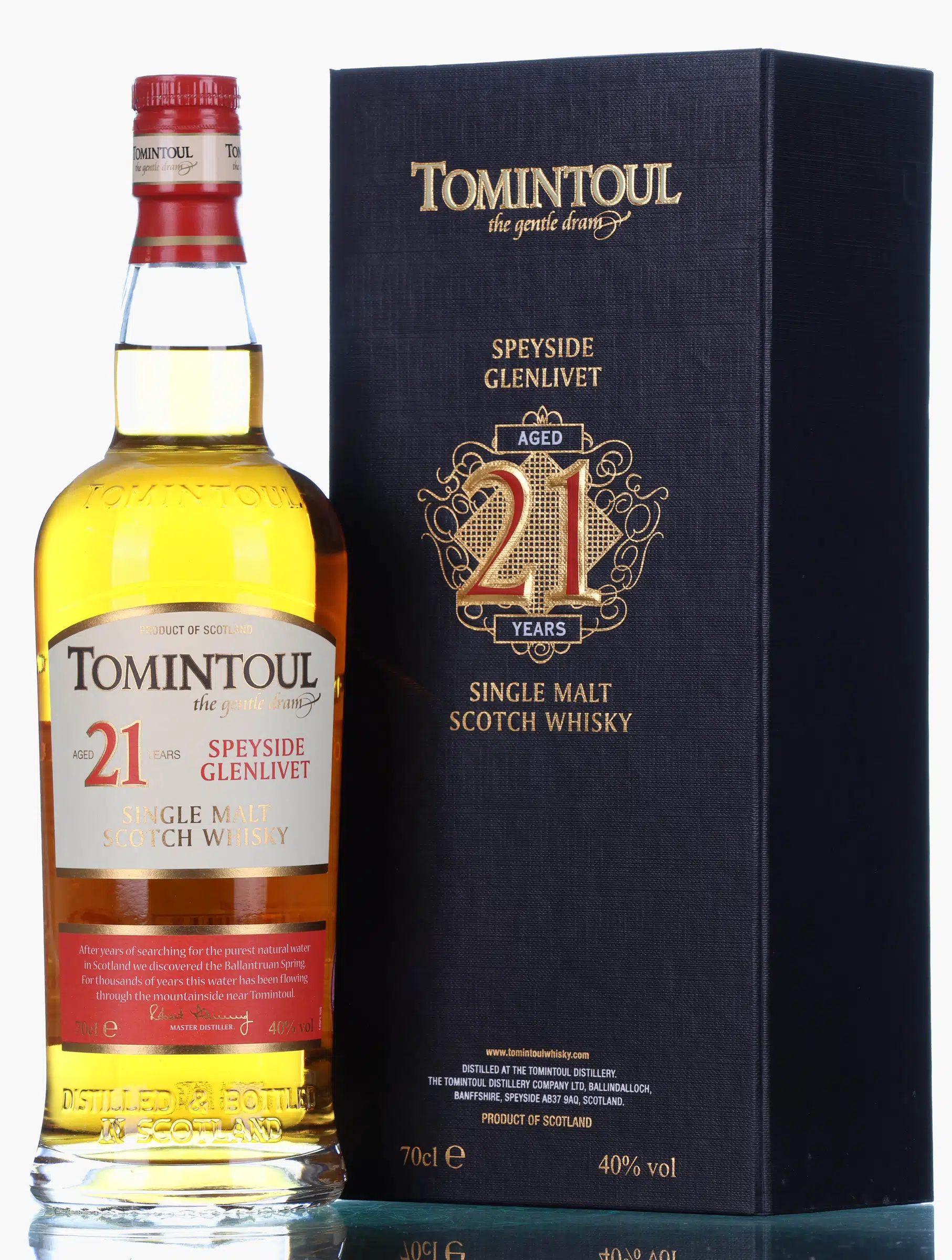 Tomintoul 21 Year Old, Bourbon Cask, 40% whisky bottle