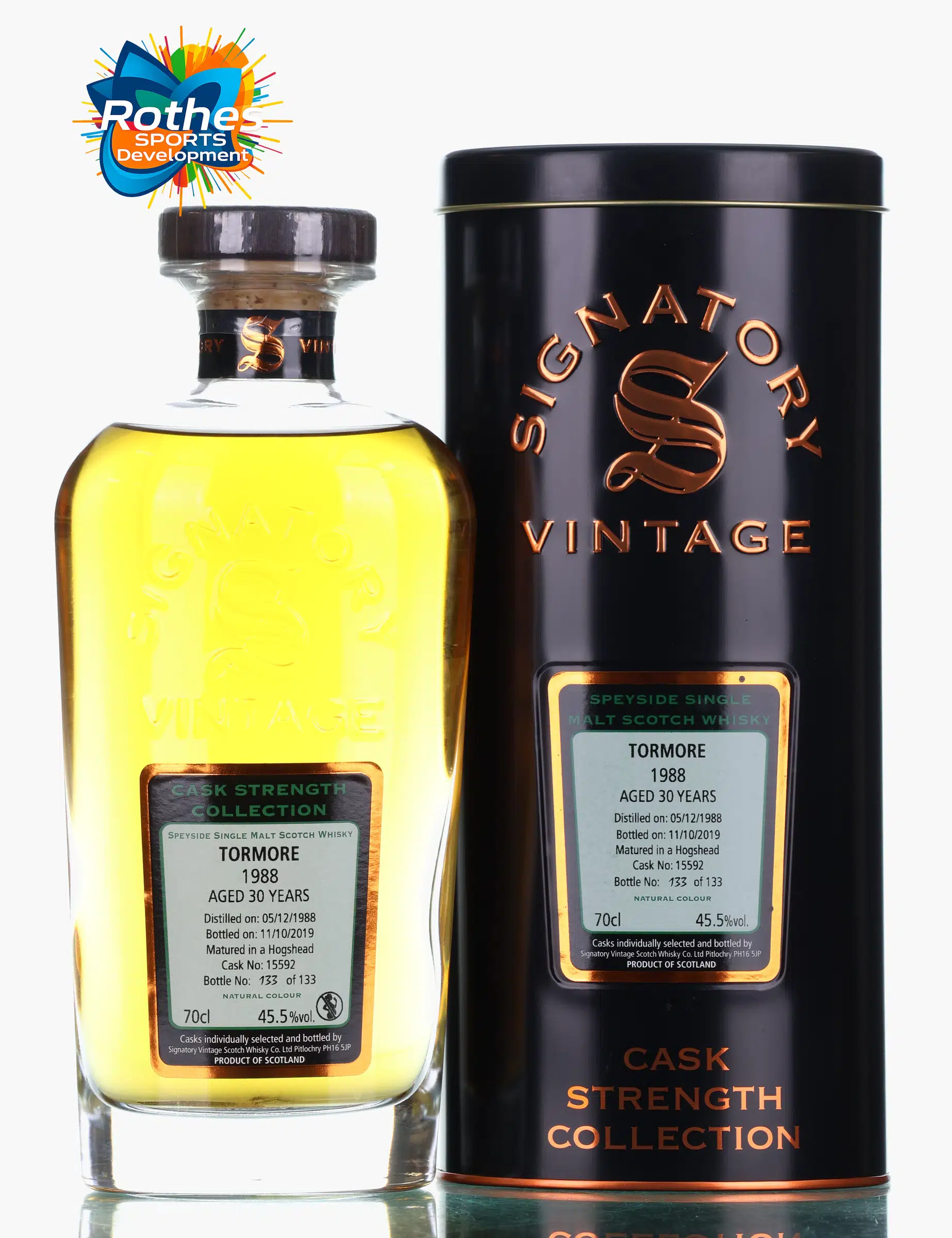 Tormore 30 Year Old, Hogshead Cask, Cask #15592, 1988, Signatory Vintage, 45.5% whisky bottle