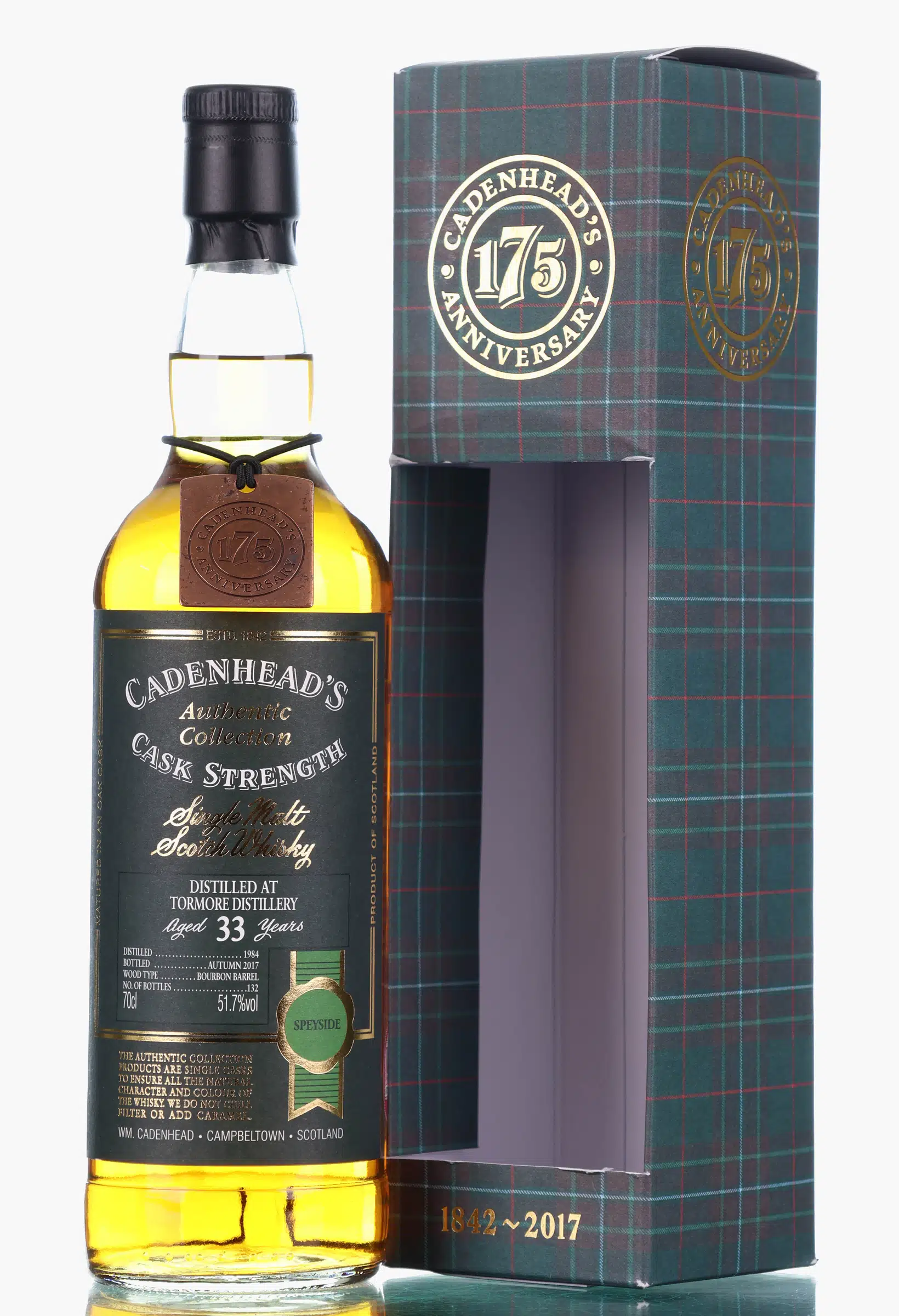 Tormore Authentic Collection 33 Year Old, Bourbon Barrel Cask, 1984, Cadenhead's, 51.7% whisky bottle