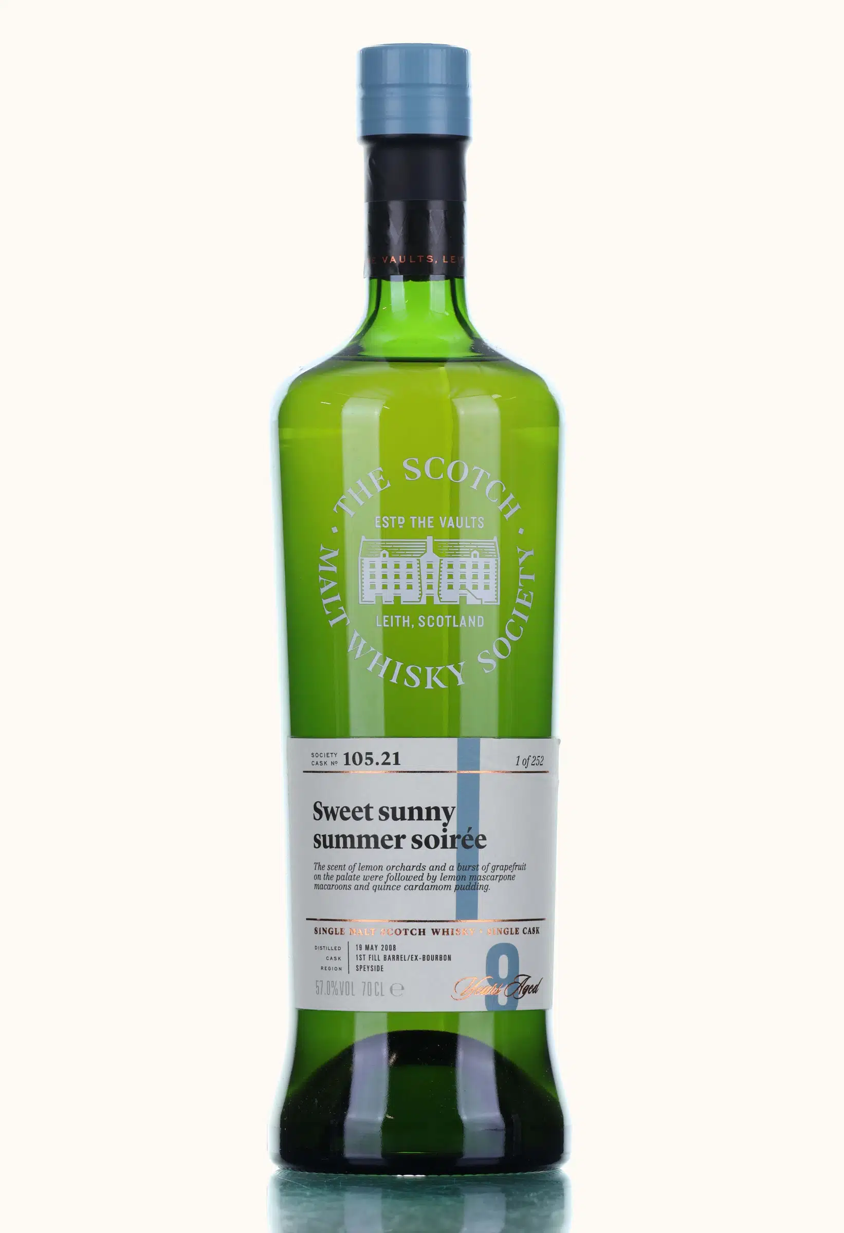Tormore Sweet Sunny Summer Soirée 9 Year Old, Bourbon Cask, Cask #105.21, 2008, The Scotch Malt Whisky Society, 57% whisky bottle