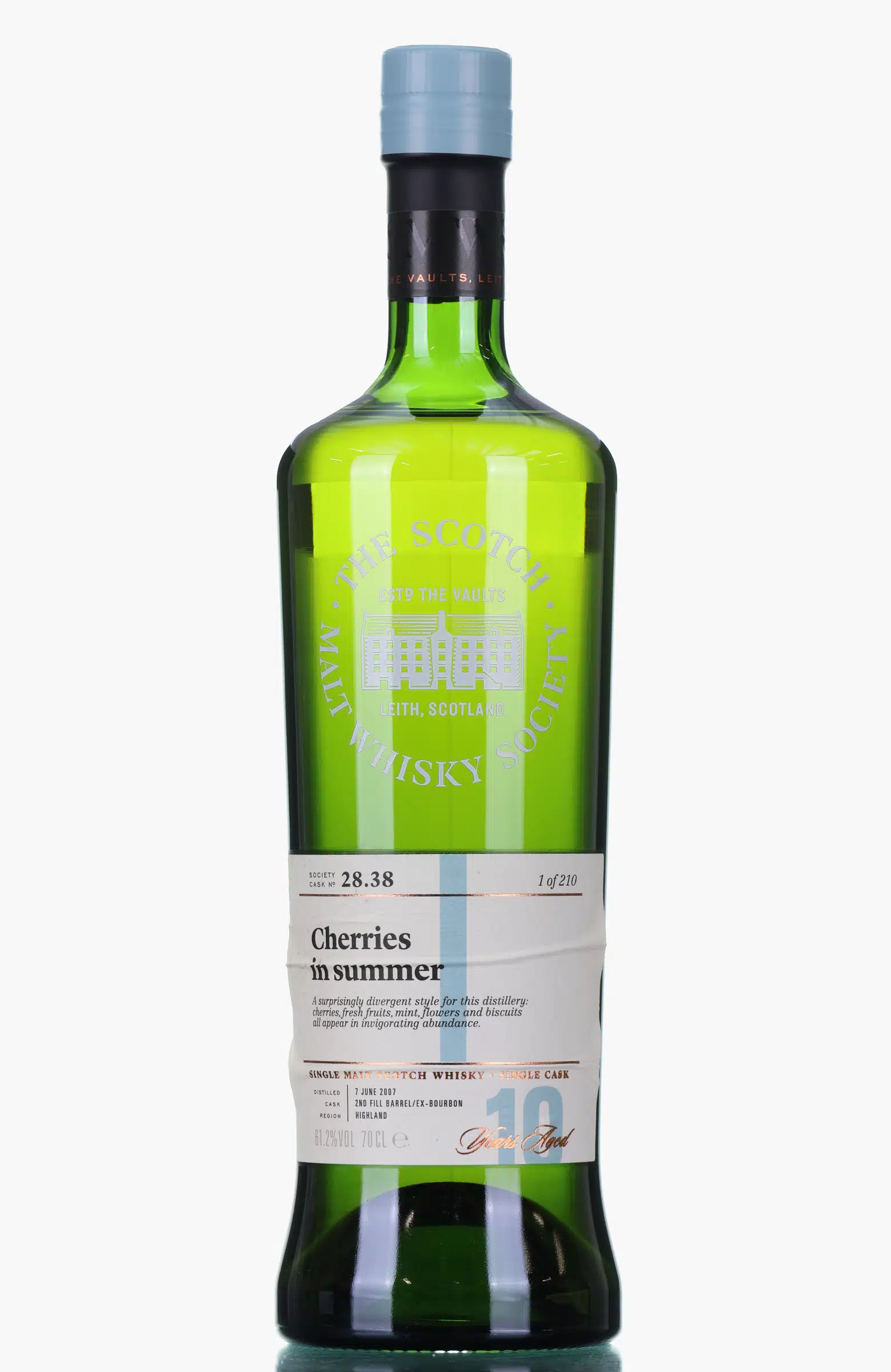 Tullibardine Cherries in Summer 10 Year Old, Bourbon Cask, Cask #28.38, 2007, Scotch Malt Whisky Society, 61.2% whisky bottle