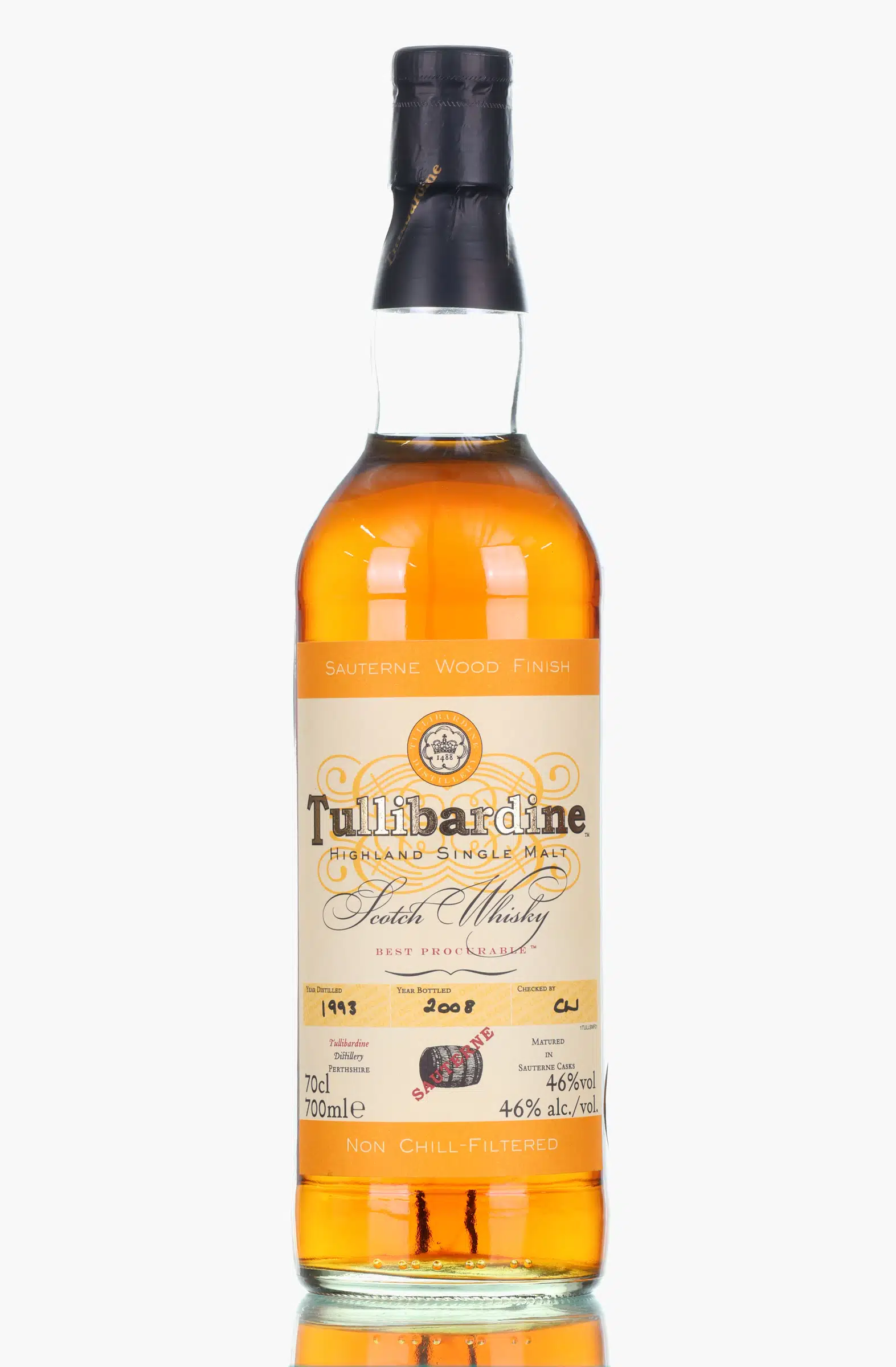 Tullibardine 1993 Vintage Sauternes Wood Finish 15 Year Old, Sauternes Cask, 2008, 46% whisky bottle