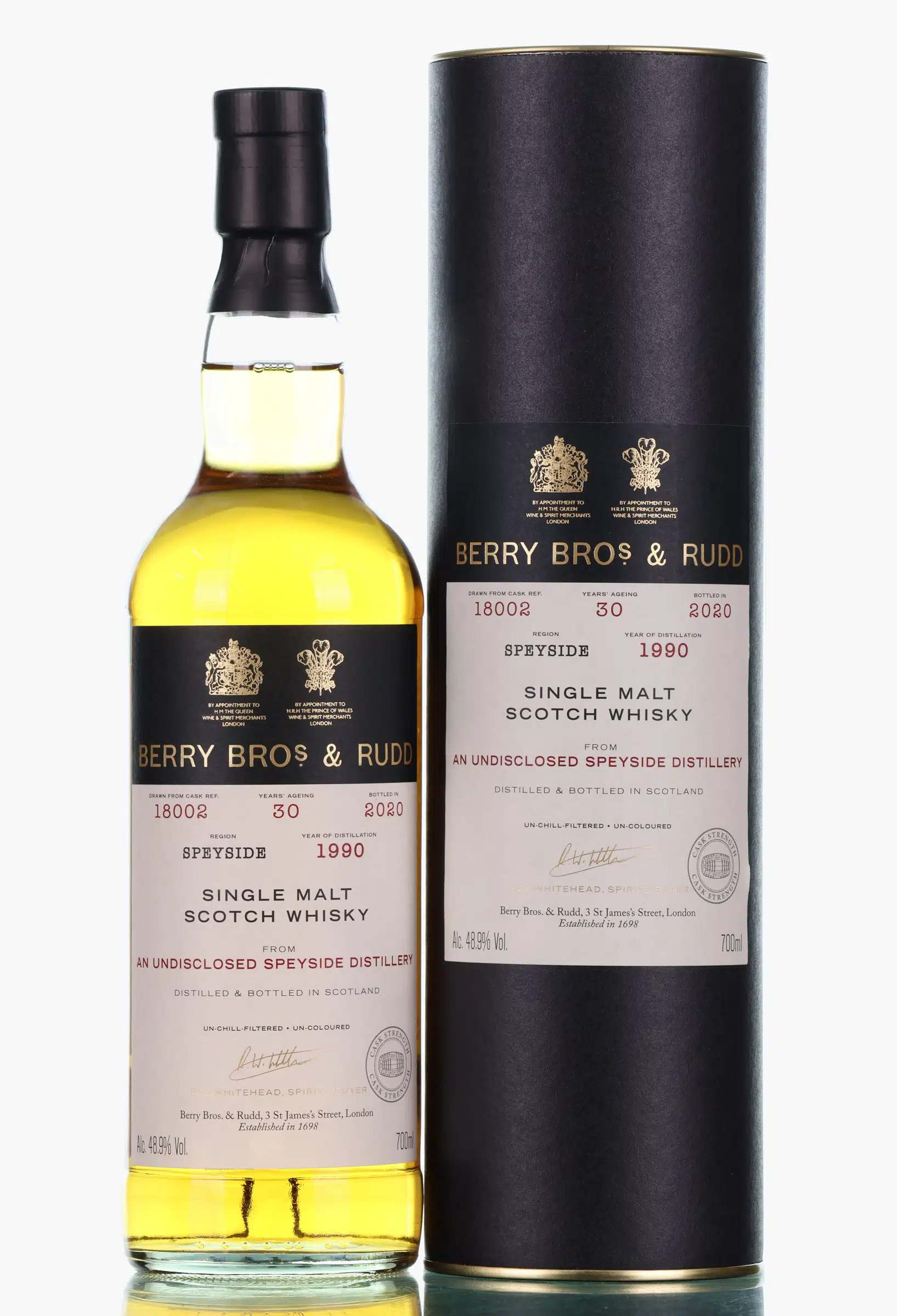 Undisclosed Speyside 30 Year Old, Cask #18002, 1990, Berry Bros. & Rudd, 48.9% whisky bottle