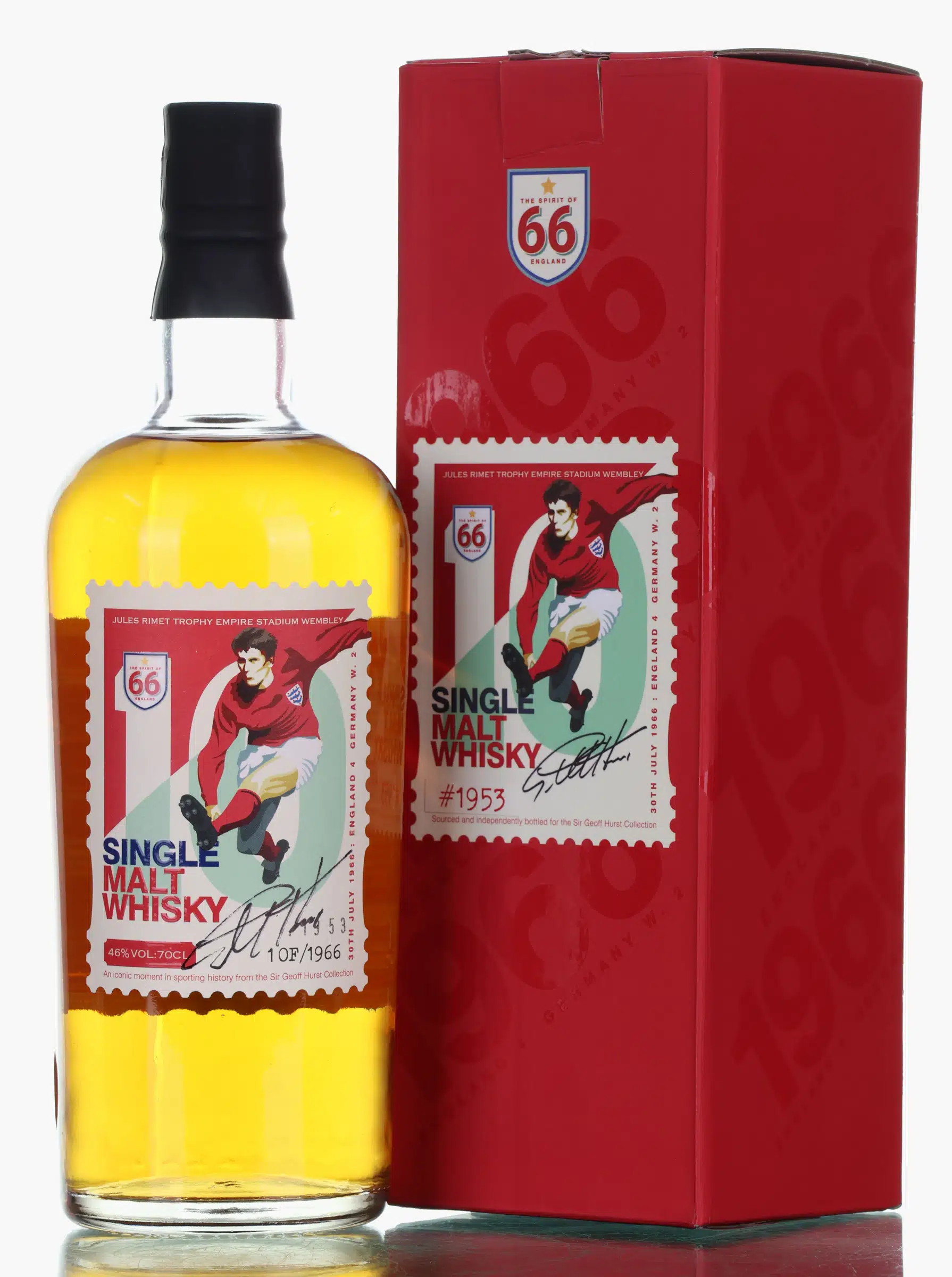 In The Welsh Wind Welsh Wind Single Malt | Spirit of 66 Geoff Hurst Collection *Signed*, Burgundy Pinot Noir Cask, 2020, 46% whisky bottle