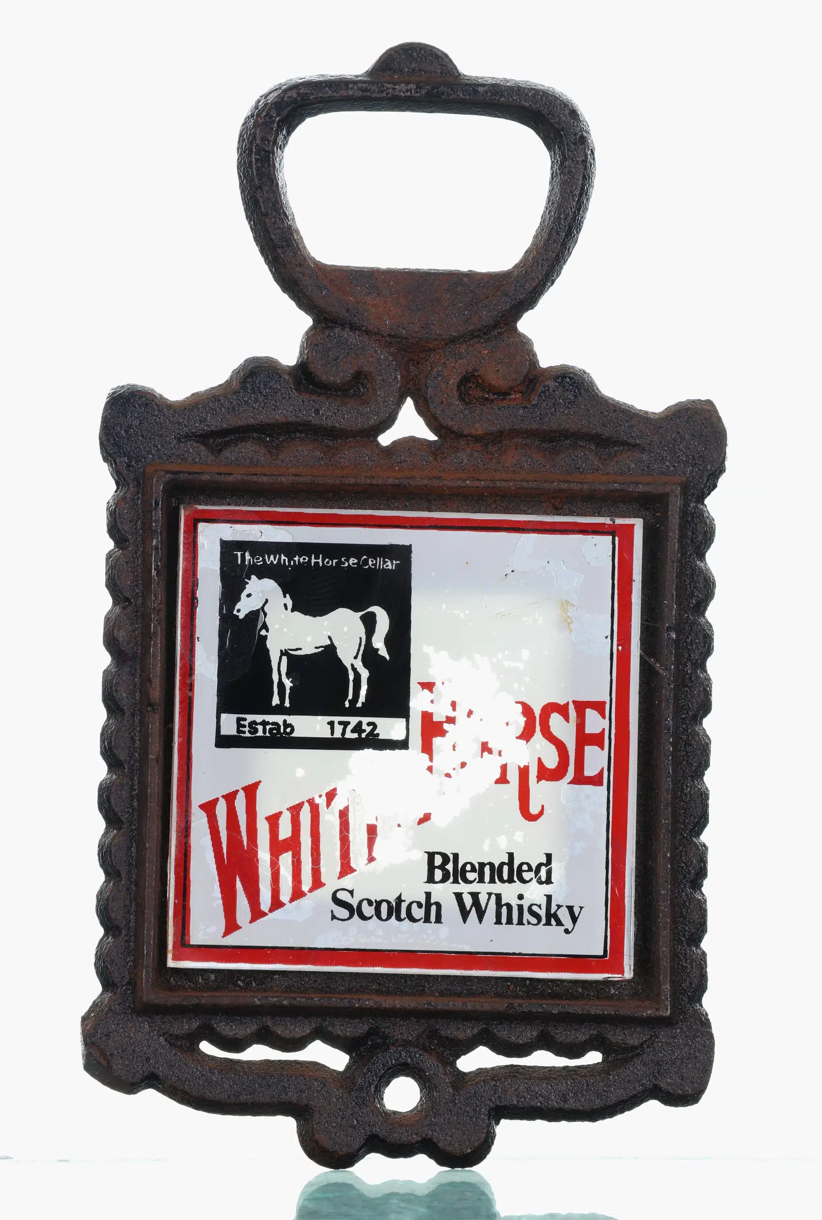 White Horse Vintage Bottle Opener Cast Iron (Circa-1970s) whisky bottle