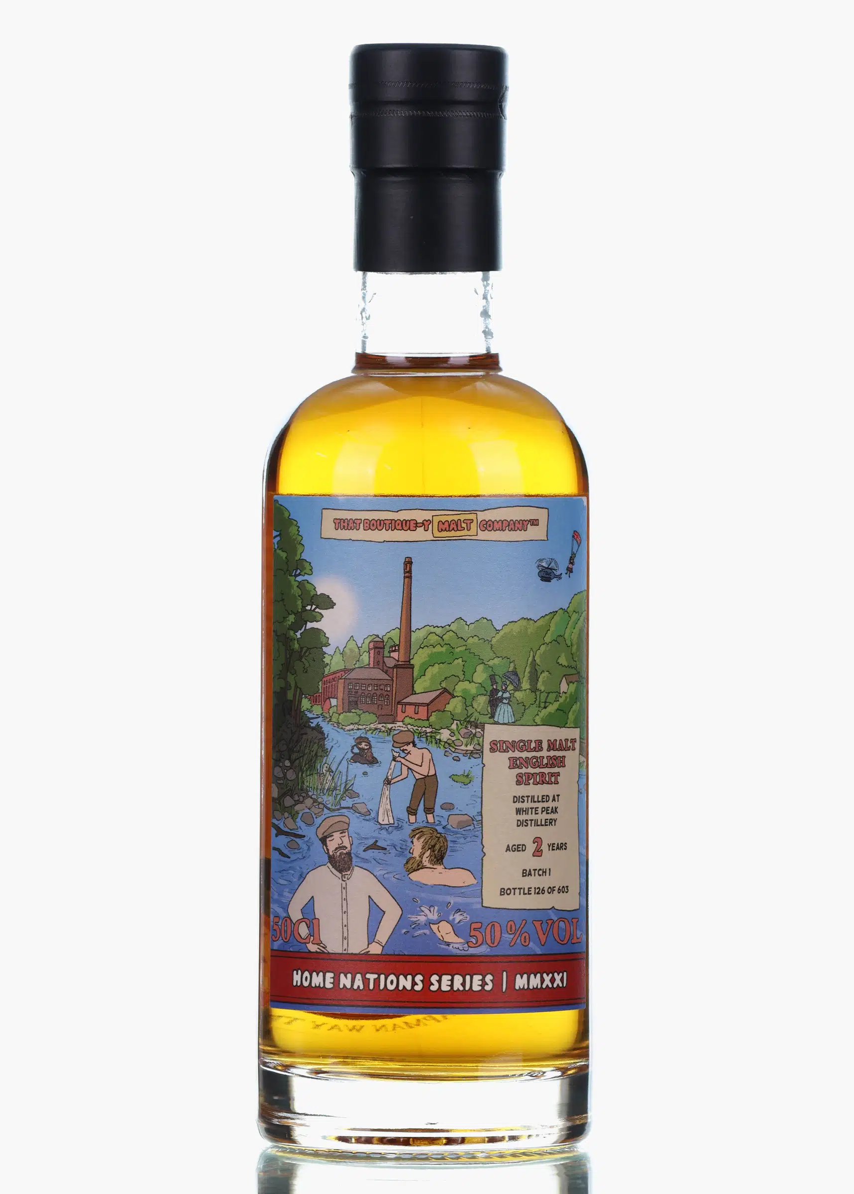 That Boutique-y Whisky Company White Peak 2 Year Old Batch #1 50cl, Red Wine Cask, 2019, That Boutique-y Whisky Company, 50% whisky bottle