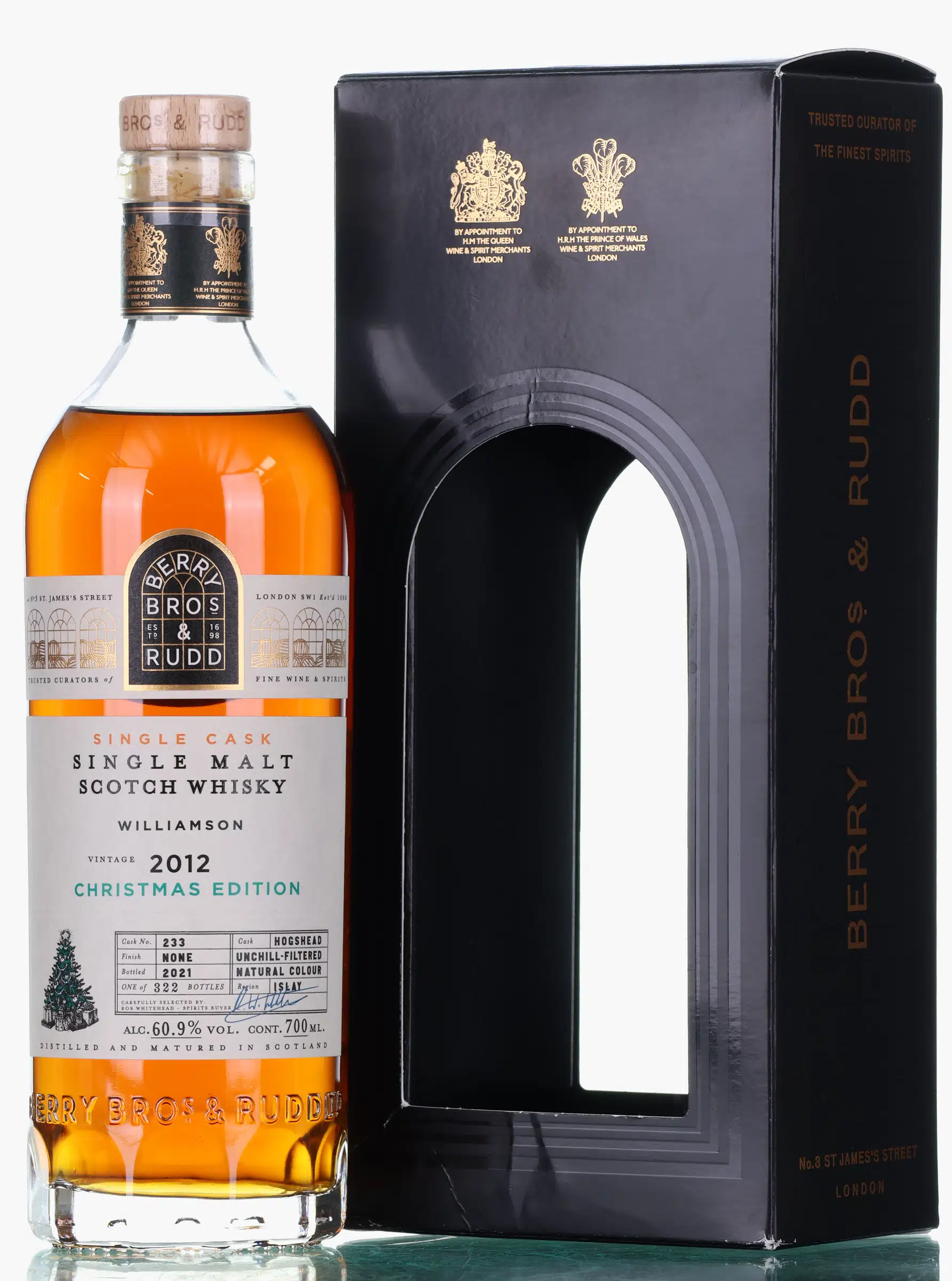 Laphroaig Williamson 8 Year Old, Hogshead Cask, Cask #233, 2012, Berry Bros & Rudd, 60.9% whisky bottle