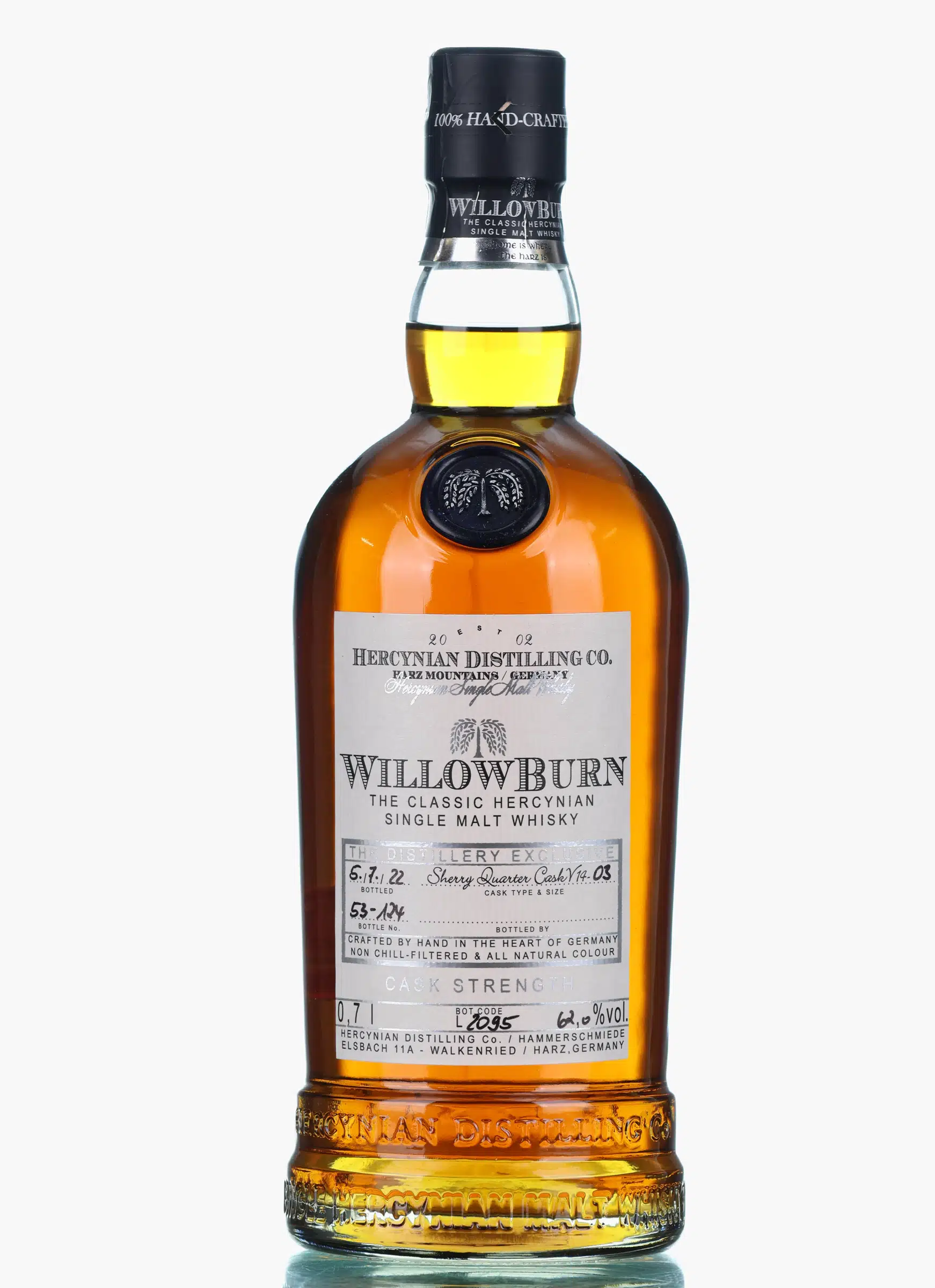 Willowburn Hercynian Single Malt Whisky 8 Year Old, Sherry Quarter Cask, Cask #03, 2022, 62% whisky bottle