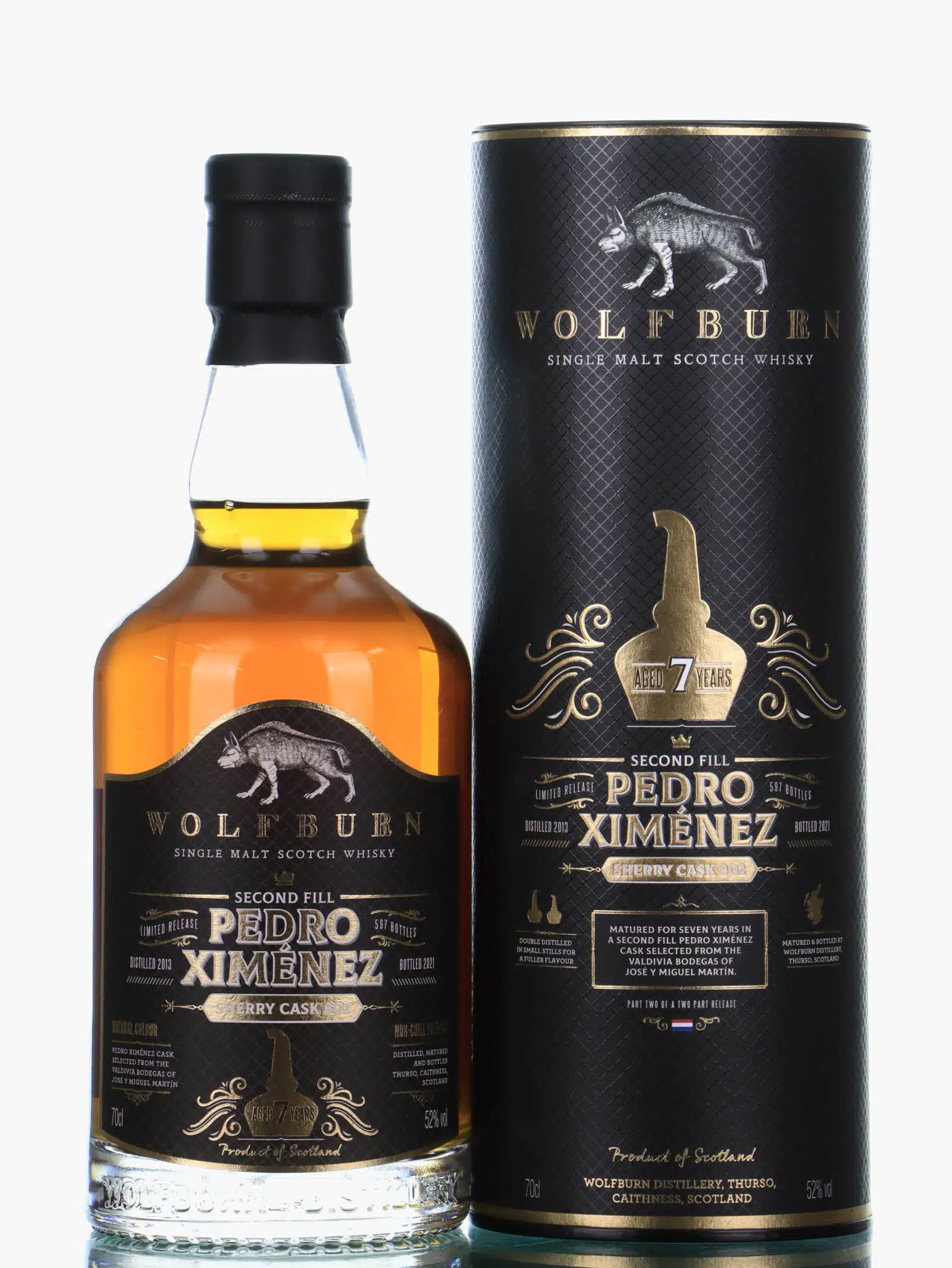 Wolfburn 7 Year Old, Pedro Ximénez Cask, Cask #802, 2021, 52% whisky bottle