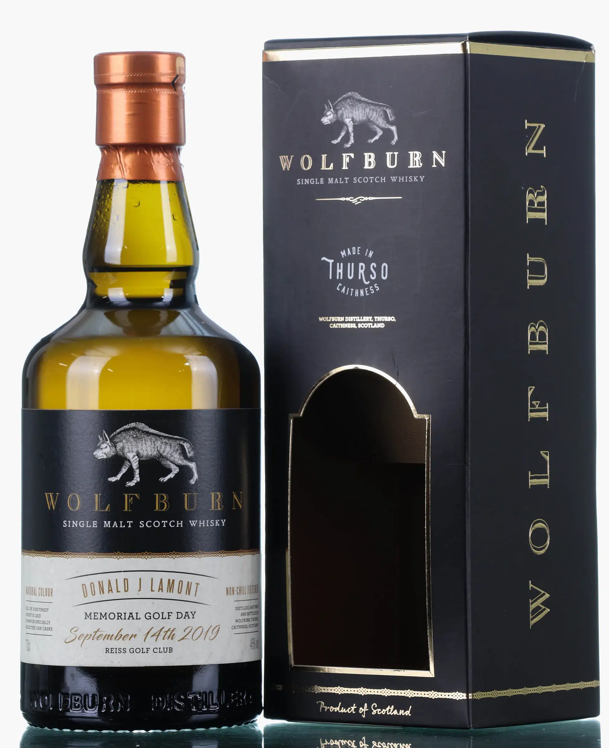 Wolfburn Donald J Lamont Memorial Golf Day, 46% whisky bottle