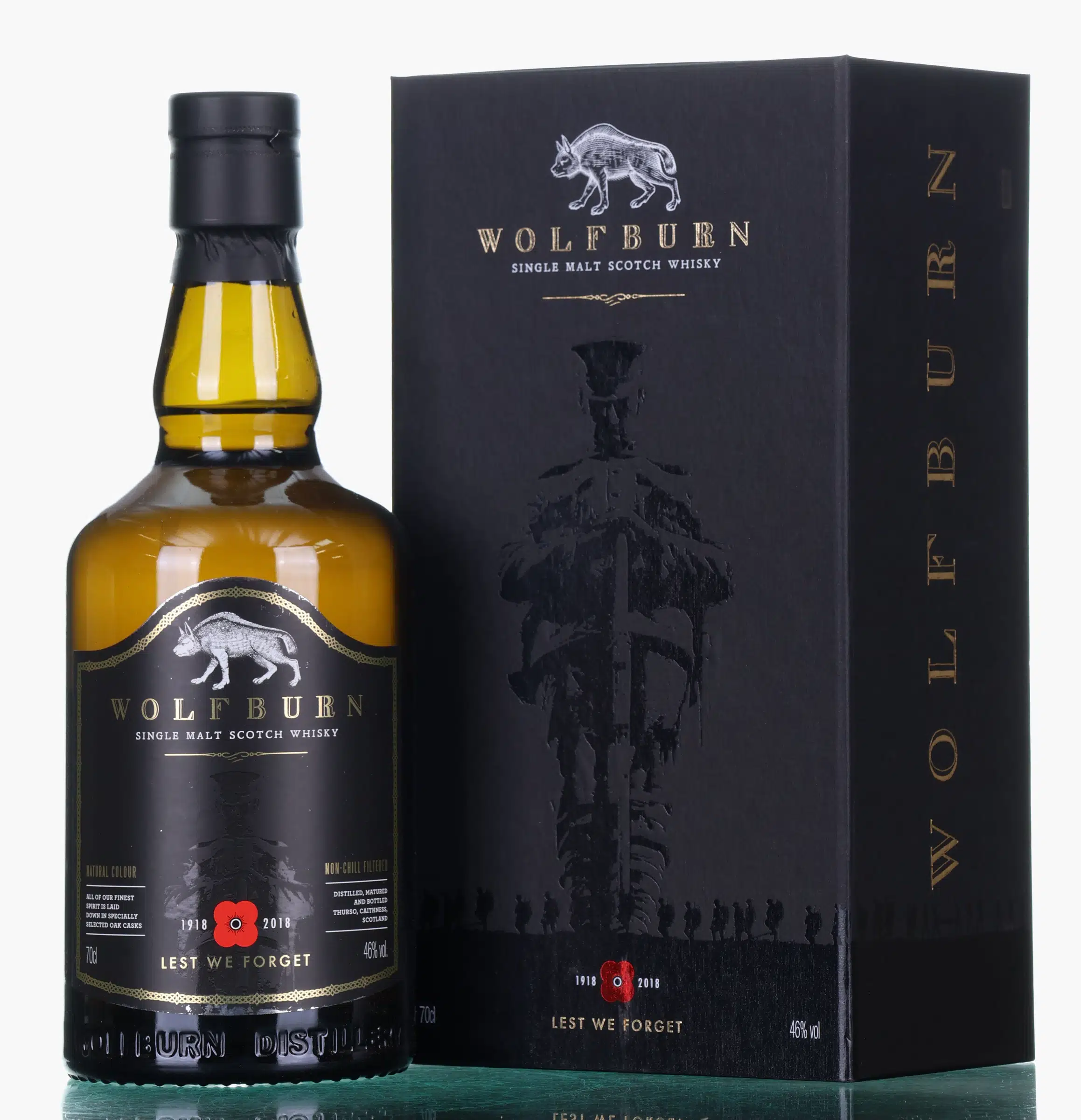 Wolfburn Lest We Forget, 2018, 46% whisky bottle