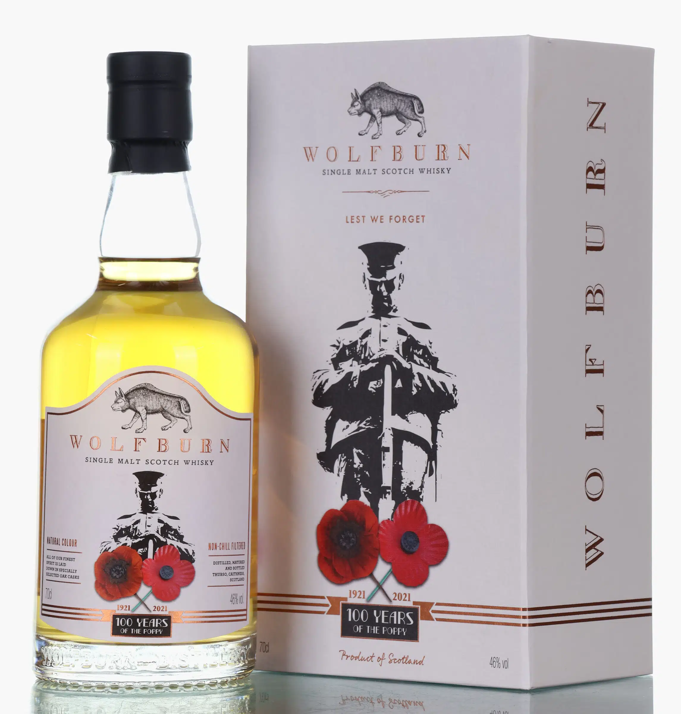 Wolfburn Lest We Forget 100 Years of the Poppy, Islay Quarter & Oloroso Sherry Cask, 2021, 46% whisky bottle